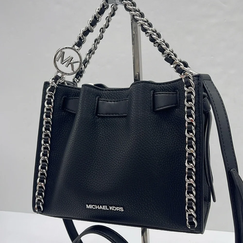 Michael Kors Women's Mina Sm Belted Chain Crossbody Bag - Black - Shoulder Bags - Picture 15 of 16